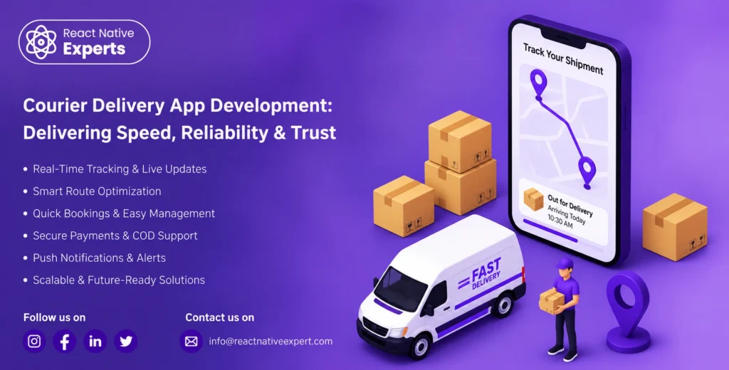 courier delivery app development banner
